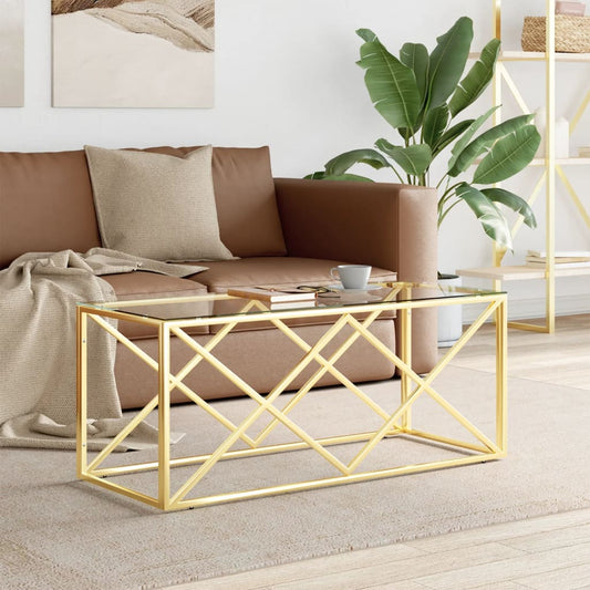 Couchtisch 110x45x45 cm Edelstahl und Glas - Pazzar.ch