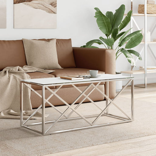 Couchtisch 110x45x45 cm Edelstahl und Glas - Pazzar.ch