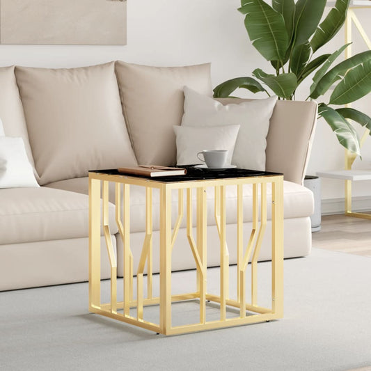 Couchtisch Golden 50x50x50 cm Edelstahl und Glas - Pazzar.ch