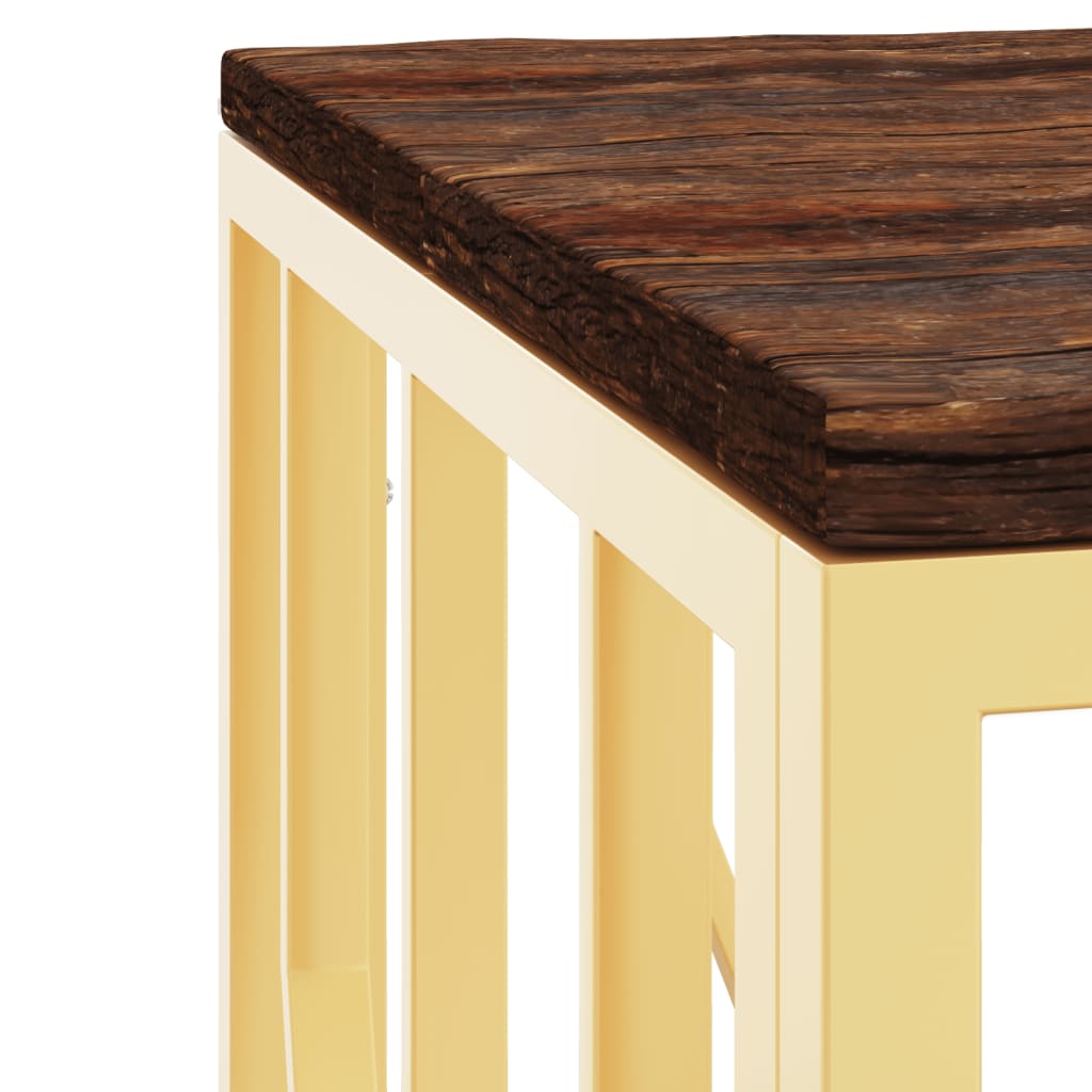 Couchtisch Golden Edelstahl und Altholz Massiv - Pazzar.ch