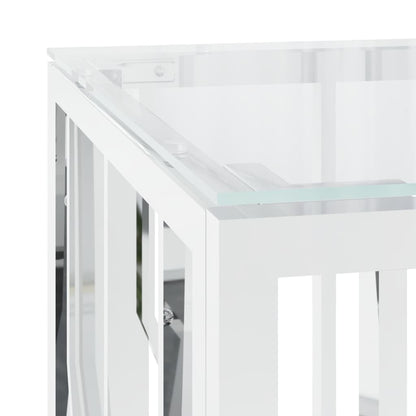 Couchtisch 110x45x45 cm Edelstahl und Glas - Pazzar.ch