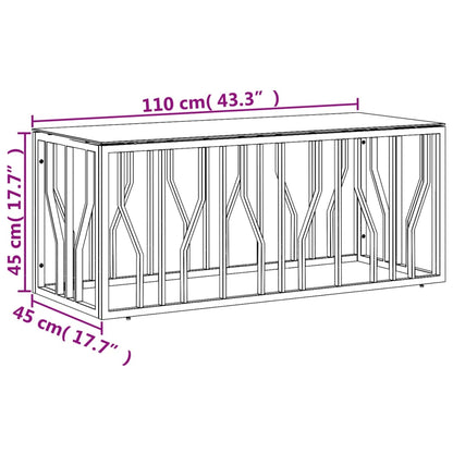 Couchtisch 110x45x45 cm Edelstahl und Glas - Pazzar.ch