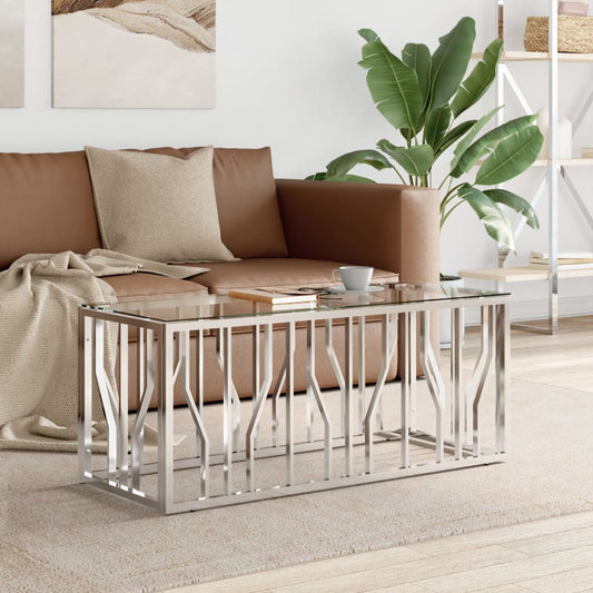 Couchtisch 110x45x45 cm Edelstahl und Glas - Pazzar.ch