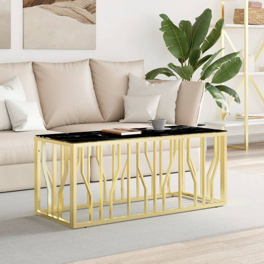 Couchtisch Golden 110x45x45 cm Edelstahl und Glas - Pazzar.ch