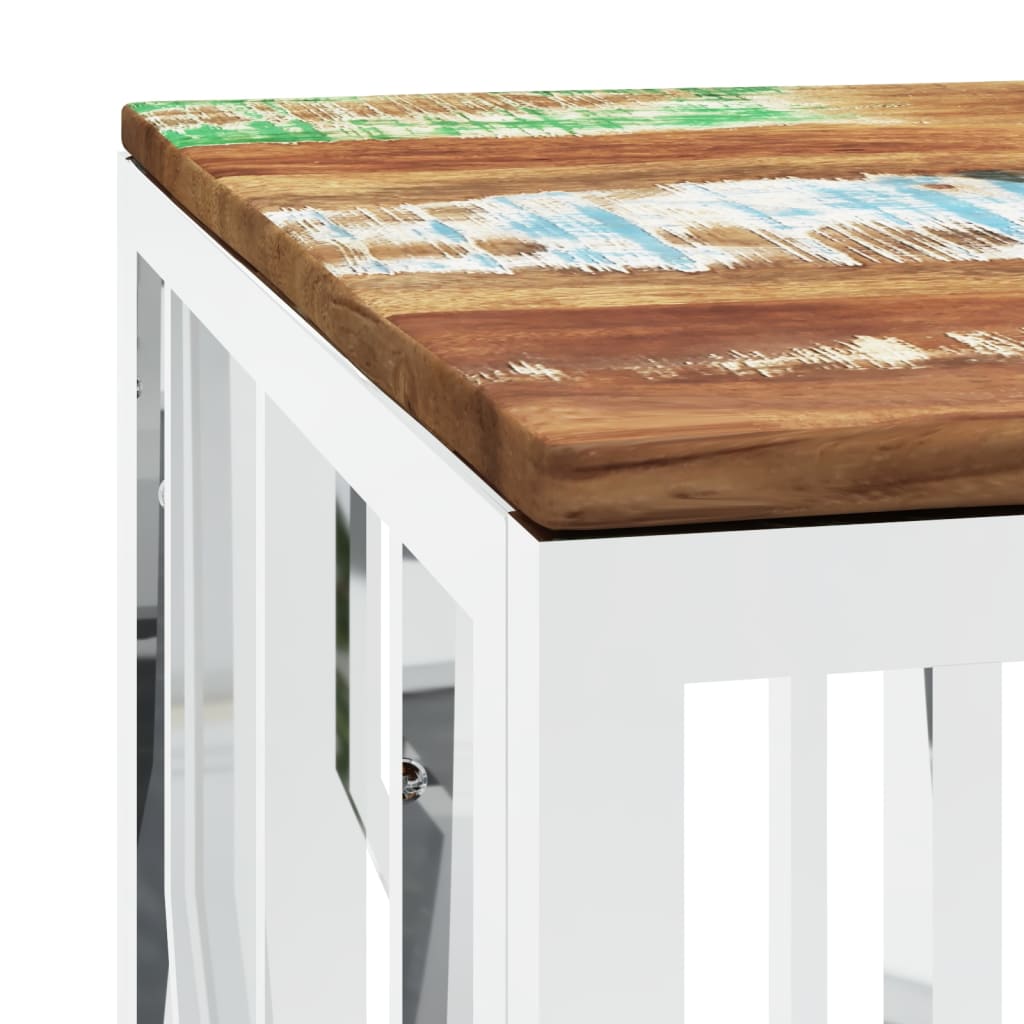 Couchtisch Silbern Edelstahl und Altholz Massiv - Pazzar.ch