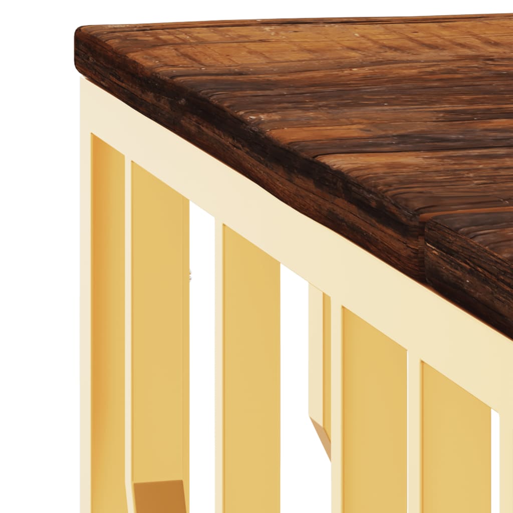 Couchtisch Golden Edelstahl und Altholz Massiv - Pazzar.ch