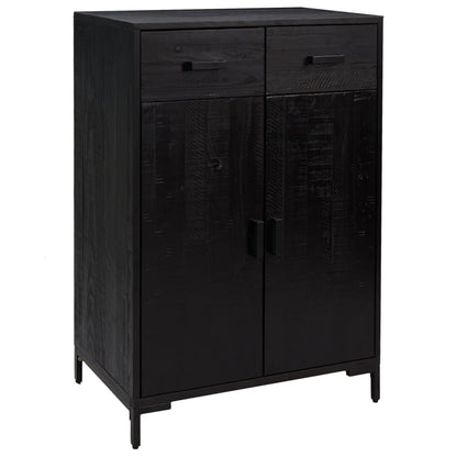 Schuhschrank Schwarz 75x40x110 cm Massivholz Kiefer - Pazzar.ch