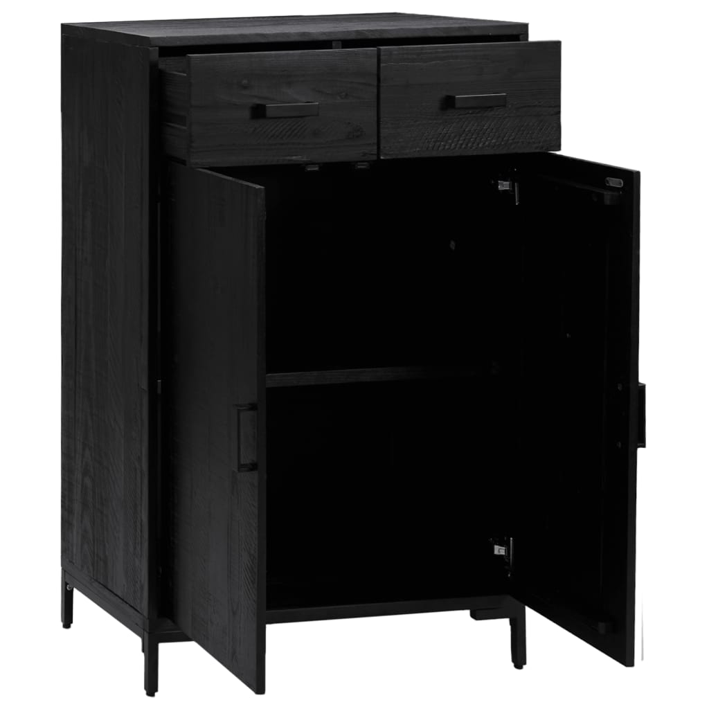 Schuhschrank Schwarz 75x40x110 cm Massivholz Kiefer - Pazzar.ch