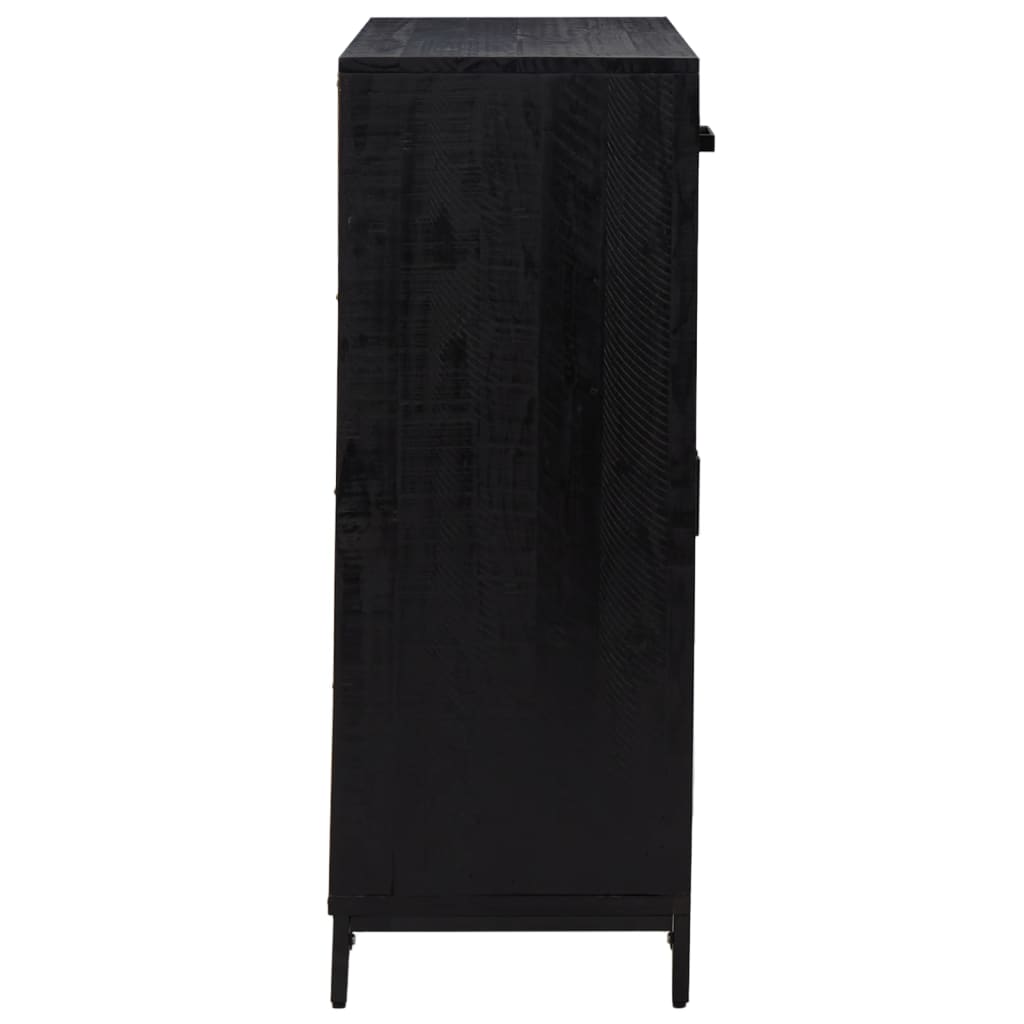 Schuhschrank Schwarz 75x40x110 cm Massivholz Kiefer - Pazzar.ch