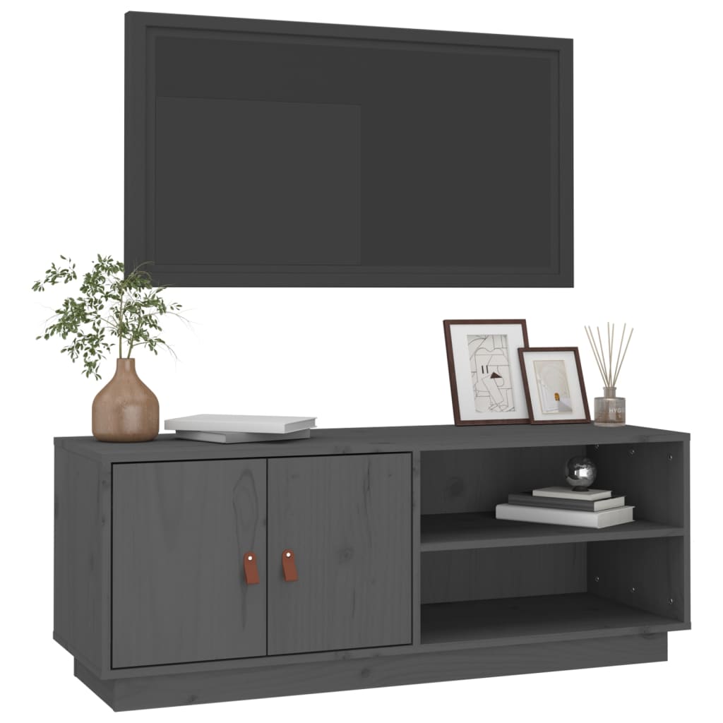 TV-Schrank Grau 105x34x40 cm Massivholz Kiefer - Pazzar.ch