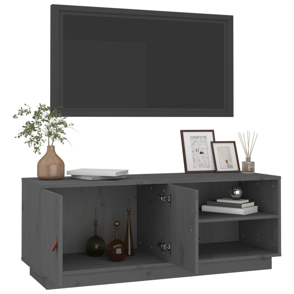 TV-Schrank Grau 105x34x40 cm Massivholz Kiefer - Pazzar.ch
