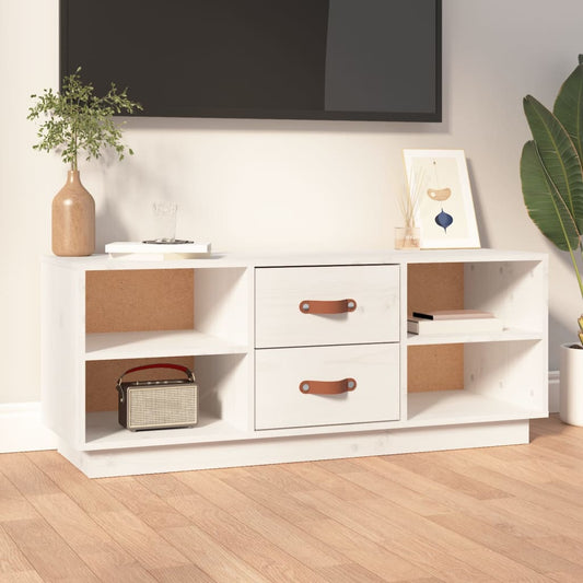 TV-Schrank Weiß 100x34x40 cm Massivholz Kiefer - Pazzar.ch