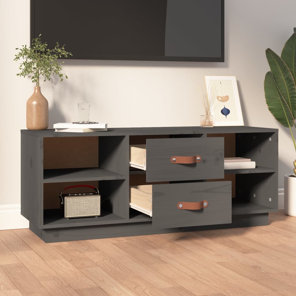 TV-Schrank Grau 100x34x40 cm Massivholz Kiefer - Pazzar.ch