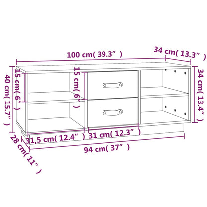 TV-Schrank Grau 100x34x40 cm Massivholz Kiefer - Pazzar.ch