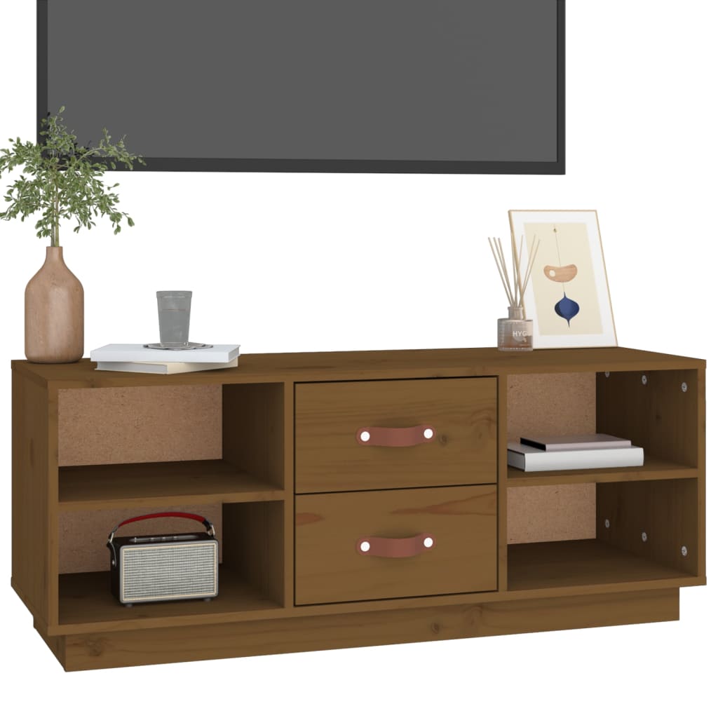 TV-Schrank Honigbraun 100x34x40 cm Massivholz Kiefer - Pazzar.ch