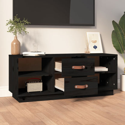 TV-Schrank Schwarz 100x34x40 cm Massivholz Kiefer - Pazzar.ch