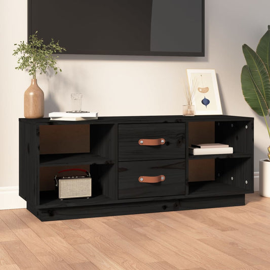 TV-Schrank Schwarz 100x34x40 cm Massivholz Kiefer - Pazzar.ch