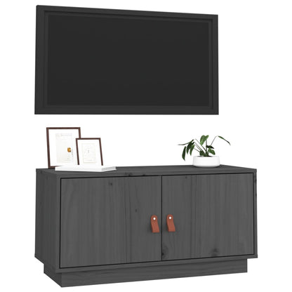 TV-Schrank Grau 80x34x40 cm Massivholz Kiefer - Pazzar.ch