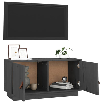TV-Schrank Grau 80x34x40 cm Massivholz Kiefer - Pazzar.ch
