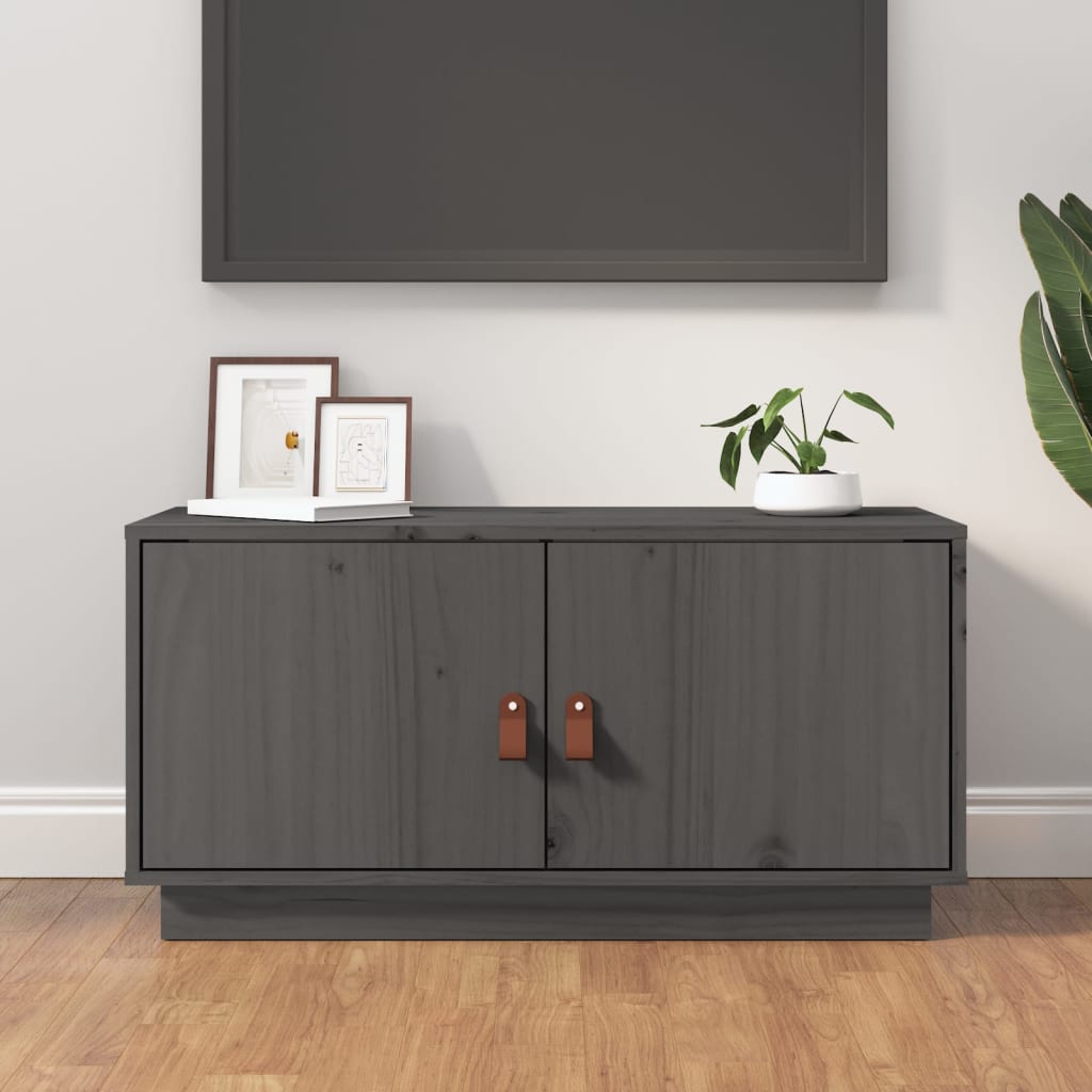 TV-Schrank Grau 80x34x40 cm Massivholz Kiefer - Pazzar.ch