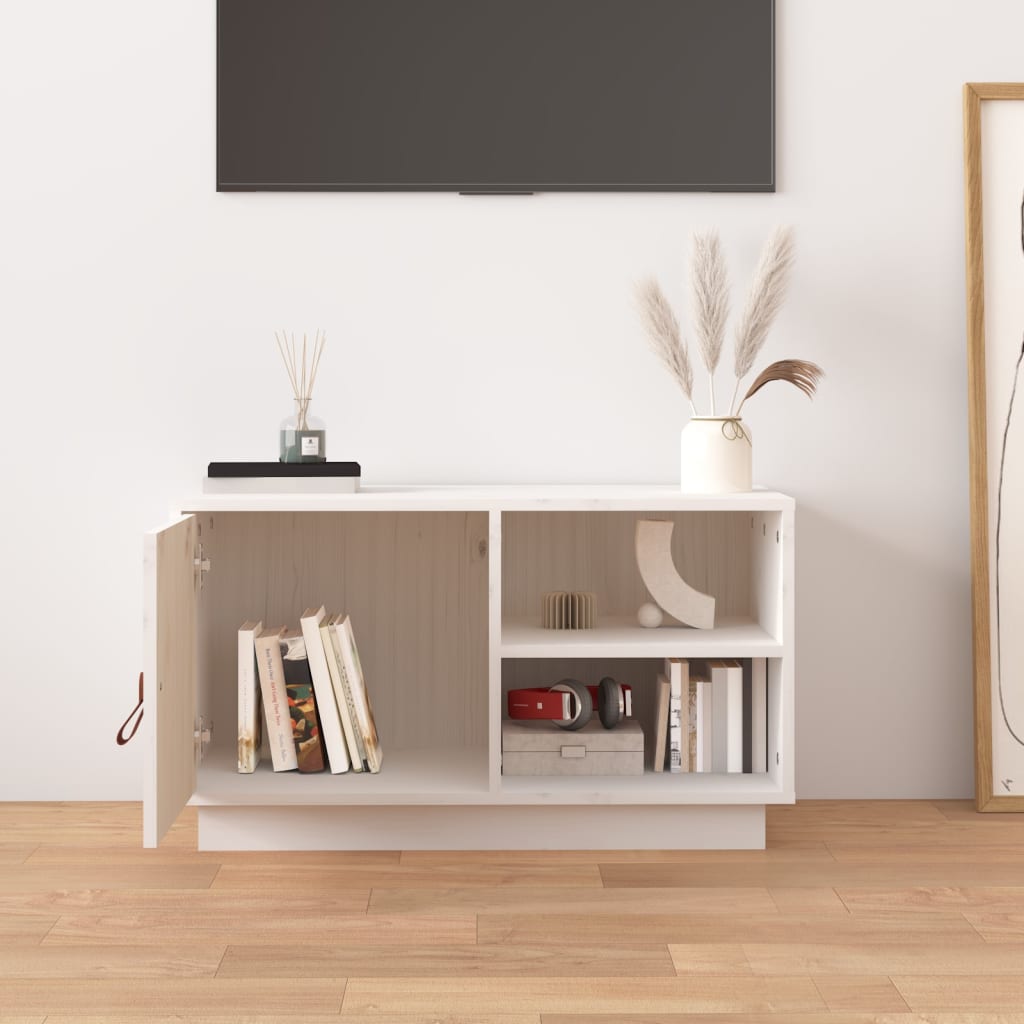 TV-Schrank Weiß 70x34x40 cm Massivholz Kiefer - Pazzar.ch