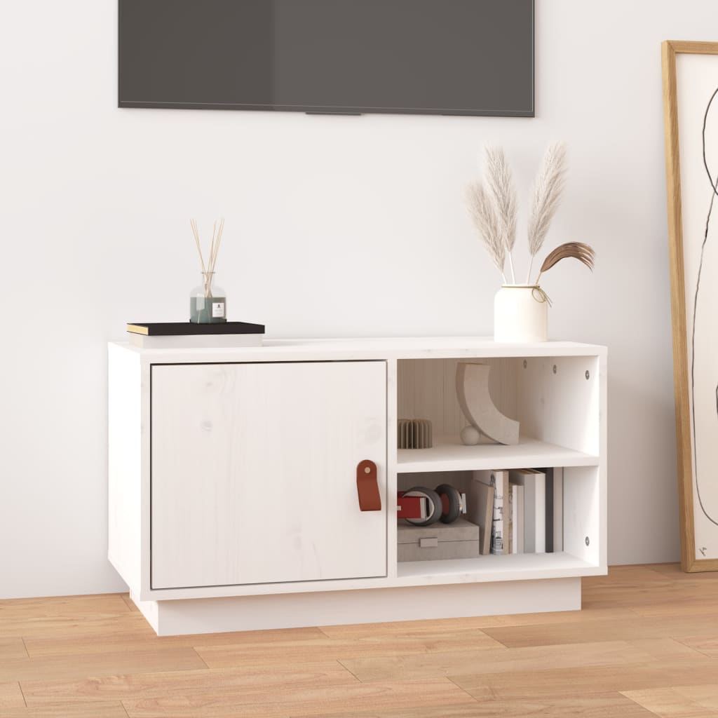 TV-Schrank Weiß 70x34x40 cm Massivholz Kiefer - Pazzar.ch