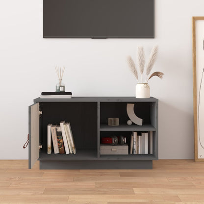 TV-Schrank Grau 70x34x40 cm Massivholz Kiefer - Pazzar.ch