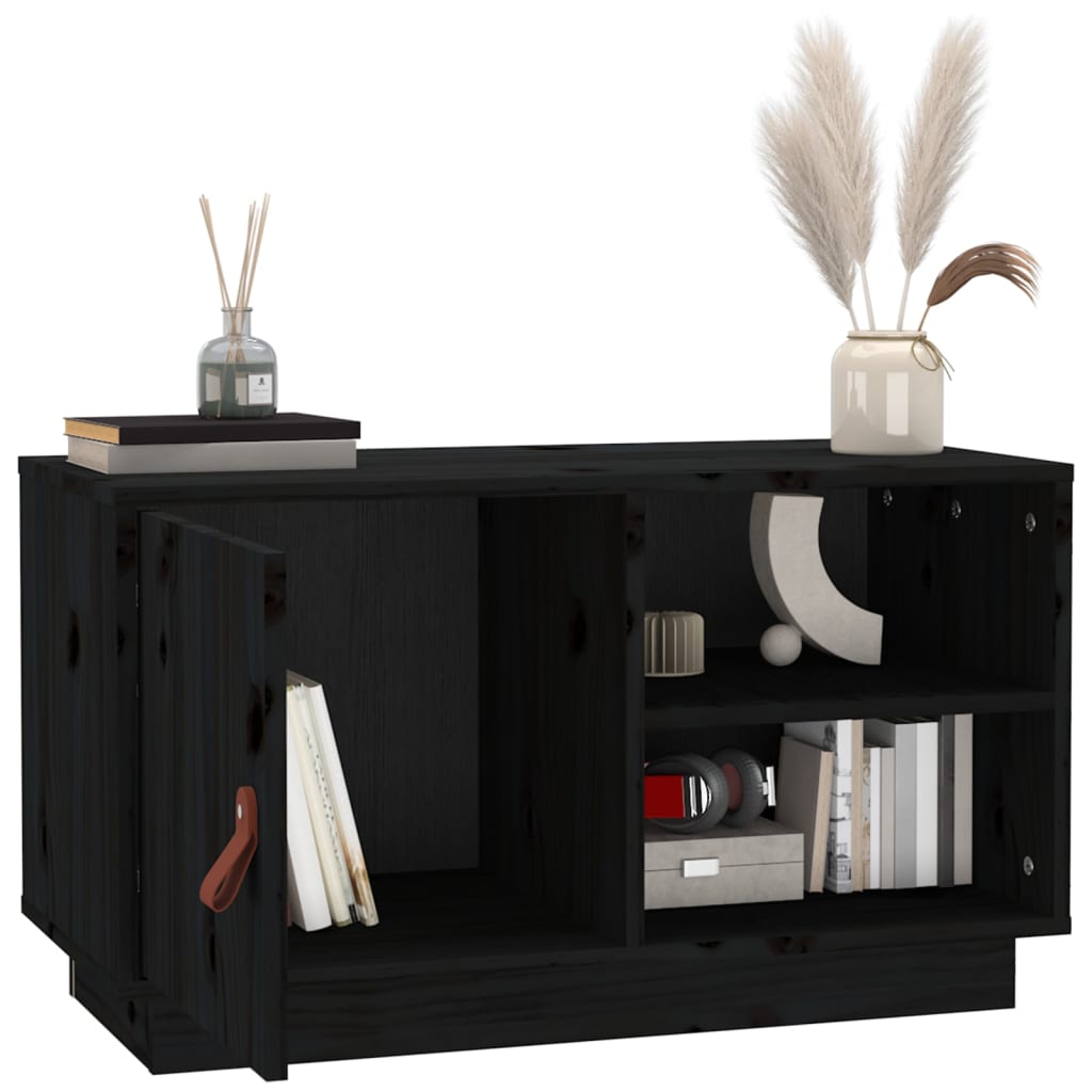 TV-Schrank Schwarz 70x34x40 cm Massivholz Kiefer - Pazzar.ch