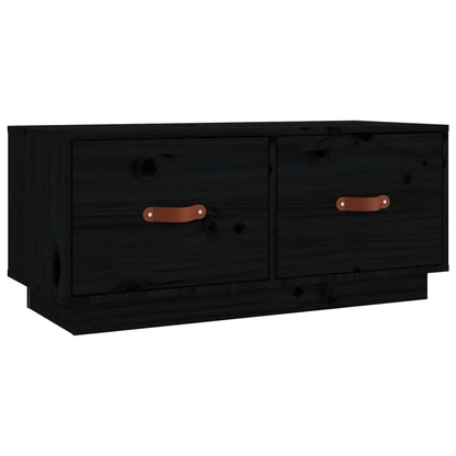 TV-Schrank Schwarz 80x34x35 cm Massivholz Kiefer - Pazzar.ch