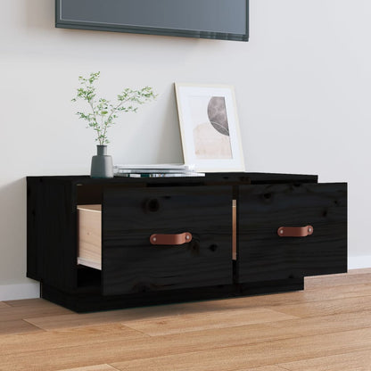 TV-Schrank Schwarz 80x34x35 cm Massivholz Kiefer - Pazzar.ch