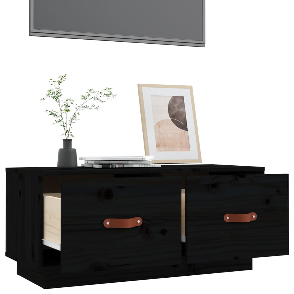 TV-Schrank Schwarz 80x34x35 cm Massivholz Kiefer - Pazzar.ch