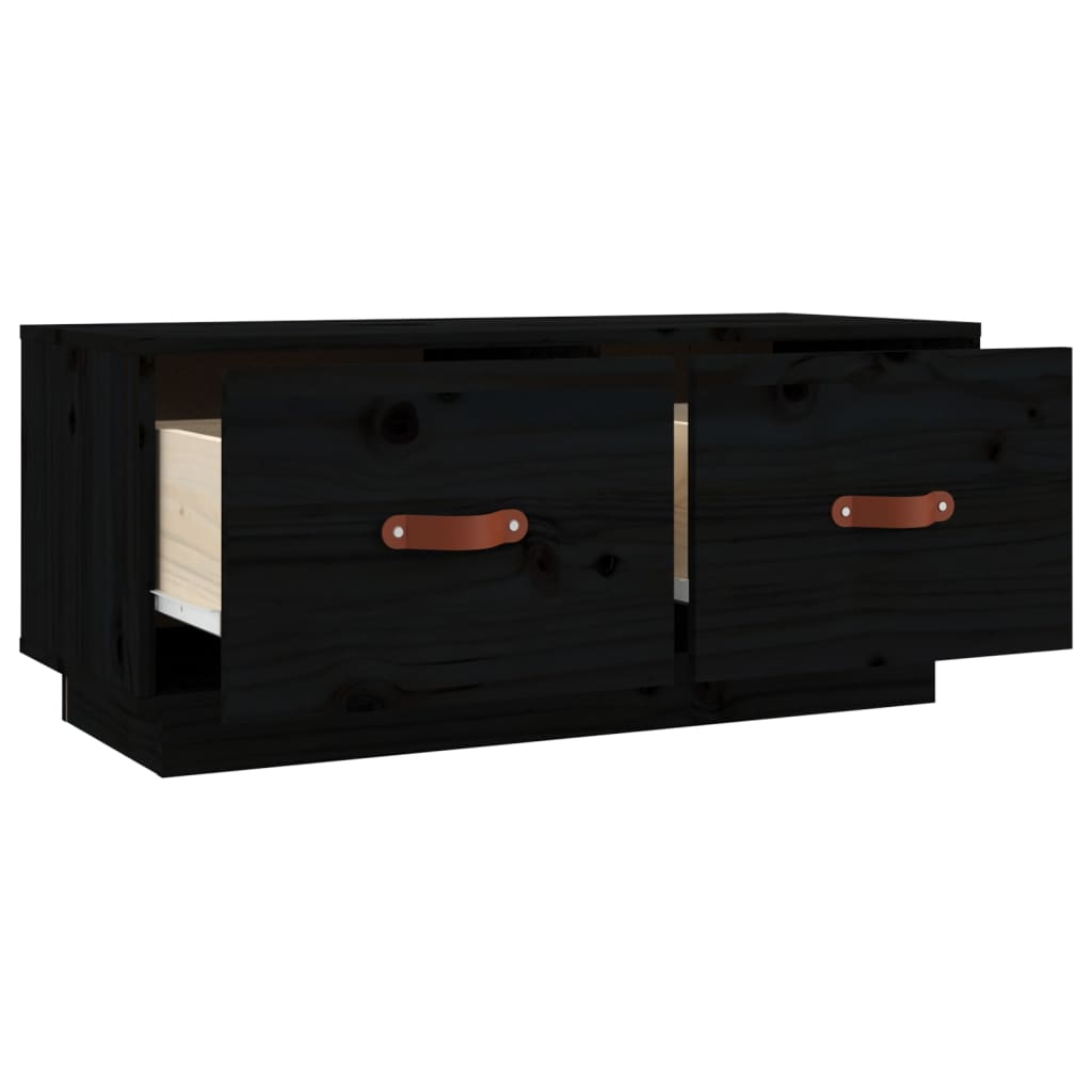 TV-Schrank Schwarz 80x34x35 cm Massivholz Kiefer - Pazzar.ch