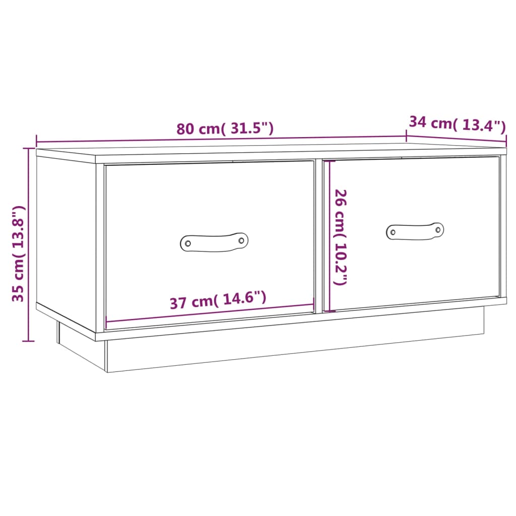 TV-Schrank Schwarz 80x34x35 cm Massivholz Kiefer - Pazzar.ch