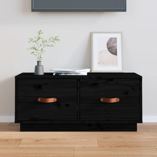 TV-Schrank Schwarz 80x34x35 cm Massivholz Kiefer - Pazzar.ch