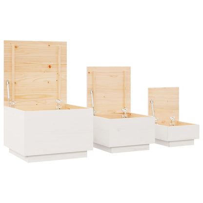 Aufbewahrungsboxen mit Deckeln 3 Stk. Weiß Massivholz Kiefer - Pazzar.ch