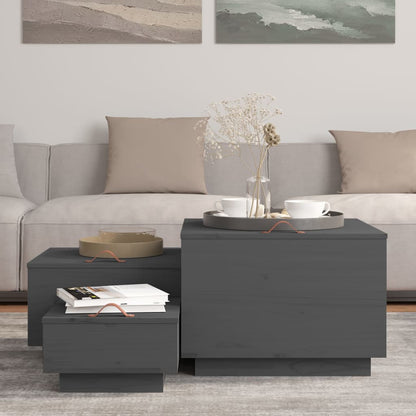 Aufbewahrungsboxen mit Deckeln 3 Stk. Grau Massivholz Kiefer - Pazzar.ch