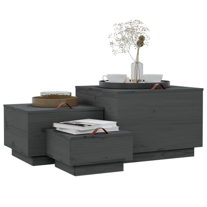 Aufbewahrungsboxen mit Deckeln 3 Stk. Grau Massivholz Kiefer - Pazzar.ch