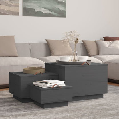 Aufbewahrungsboxen mit Deckeln 3 Stk. Grau Massivholz Kiefer - Pazzar.ch
