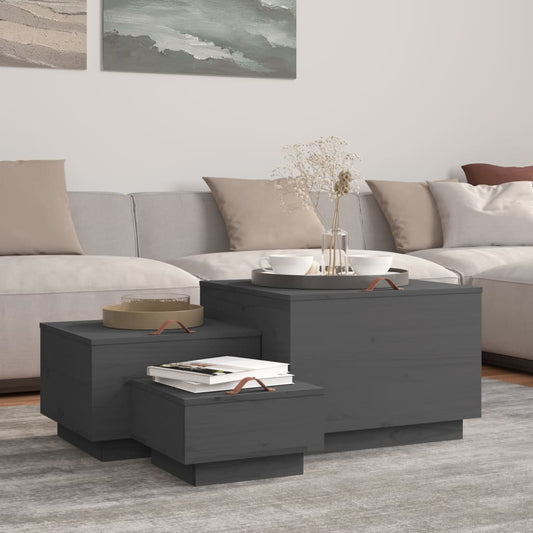 Aufbewahrungsboxen mit Deckeln 3 Stk. Grau Massivholz Kiefer - Pazzar.ch
