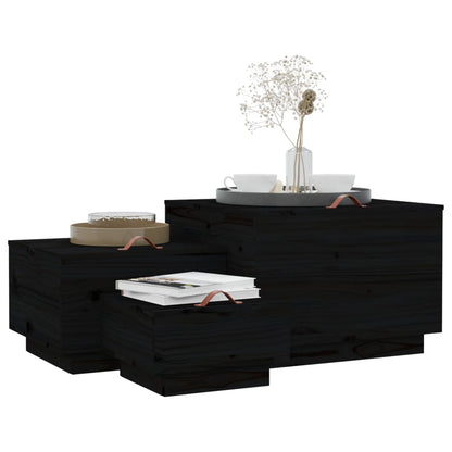 Aufbewahrungsboxen mit Deckeln 3 Stk. Schwarz Massivholz Kiefer - Pazzar.ch