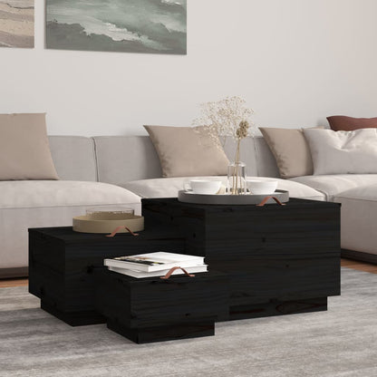 Aufbewahrungsboxen mit Deckeln 3 Stk. Schwarz Massivholz Kiefer - Pazzar.ch