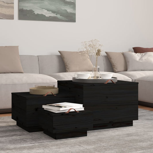 Aufbewahrungsboxen mit Deckeln 3 Stk. Schwarz Massivholz Kiefer - Pazzar.ch
