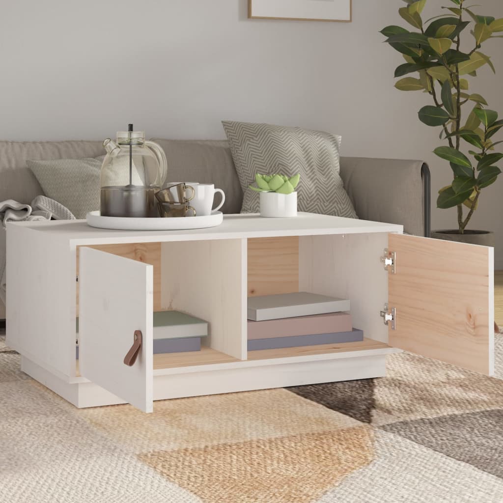 Couchtisch Weiß 80x50x35 cm Massivholz Kiefer - Pazzar.ch