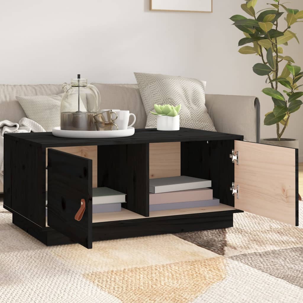 Couchtisch Schwarz 80x50x35 cm Massivholz Kiefer - Pazzar.ch