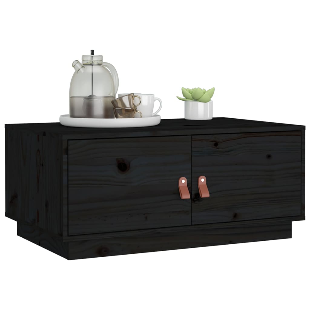 Couchtisch Schwarz 80x50x35 cm Massivholz Kiefer - Pazzar.ch