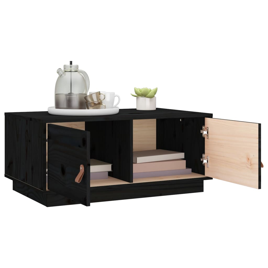 Couchtisch Schwarz 80x50x35 cm Massivholz Kiefer - Pazzar.ch