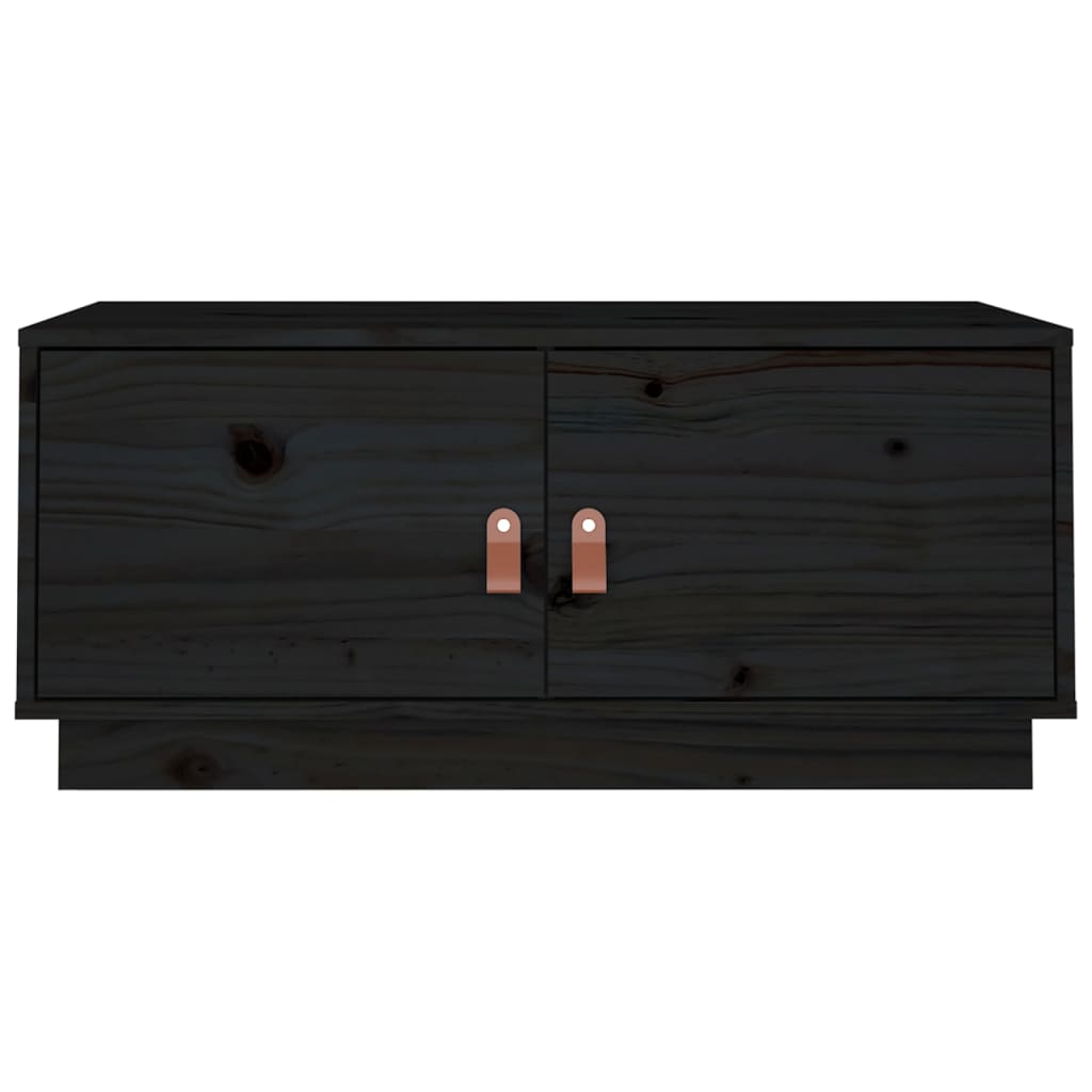 Couchtisch Schwarz 80x50x35 cm Massivholz Kiefer