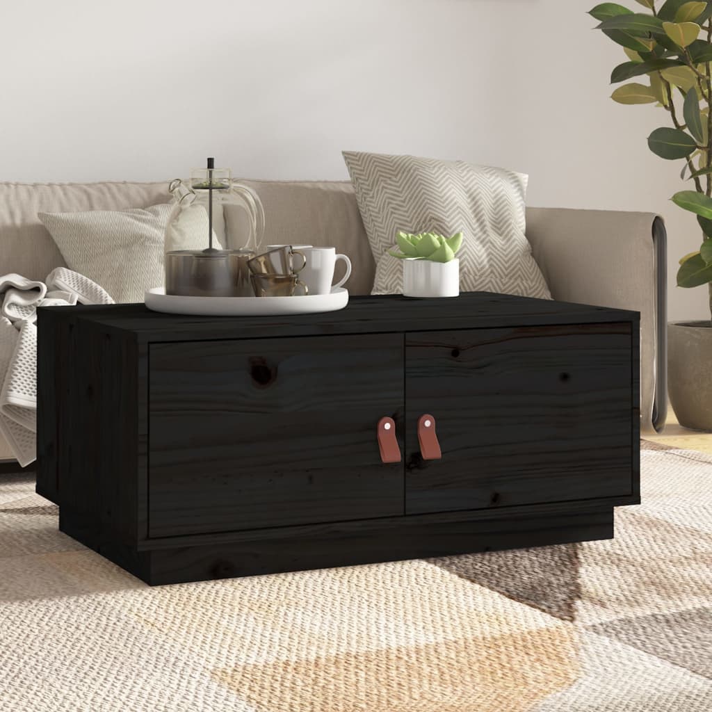 Couchtisch Schwarz 80x50x35 cm Massivholz Kiefer - Pazzar.ch