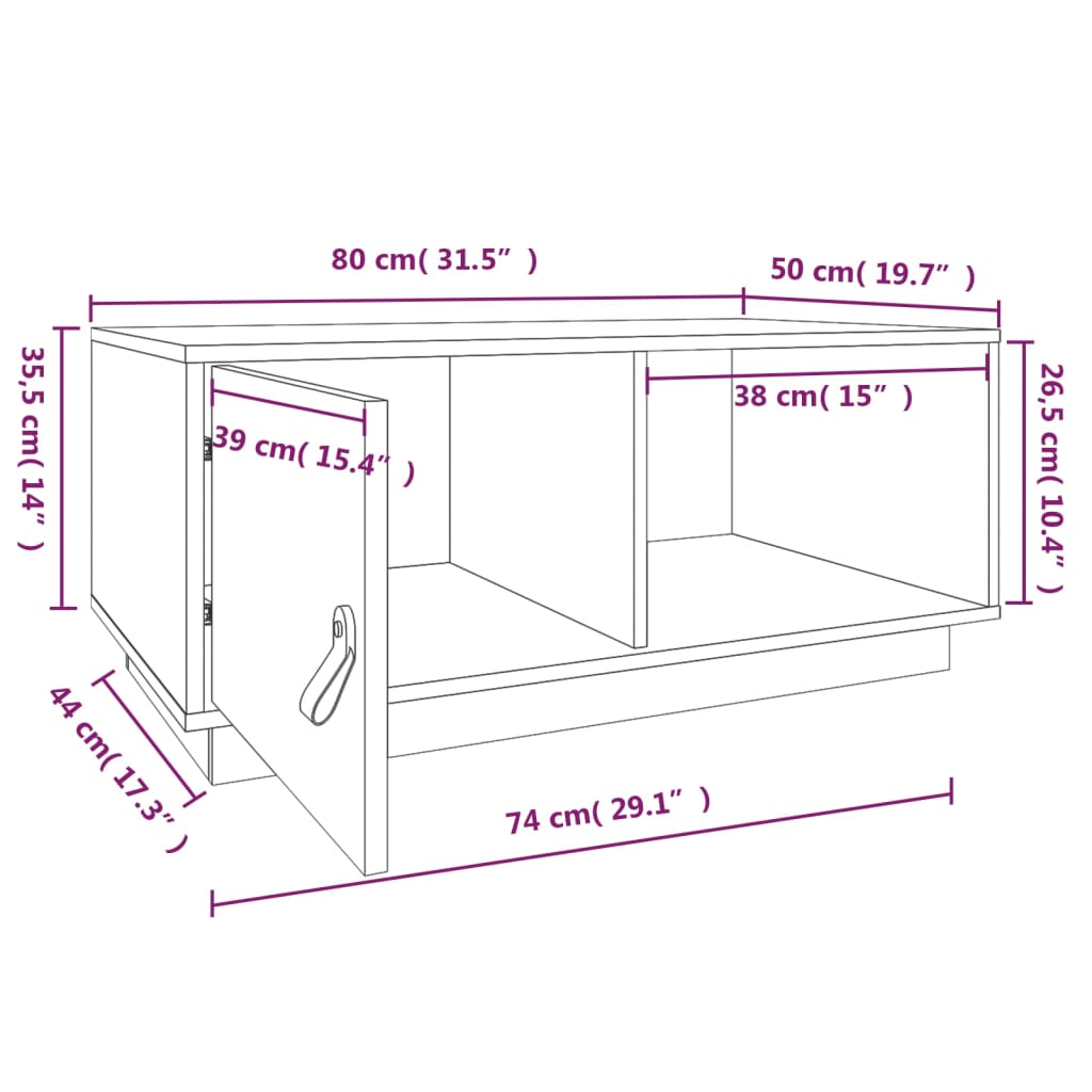 Couchtisch Honigbraun 80x50x35,5 cm Massivholz Kiefer - Pazzar.ch