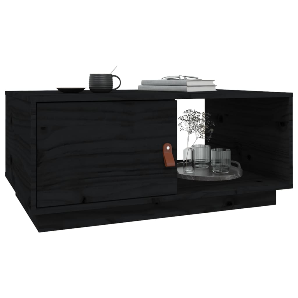 Couchtisch Schwarz 80x50x35,5 cm Massivholz Kiefer - Pazzar.ch